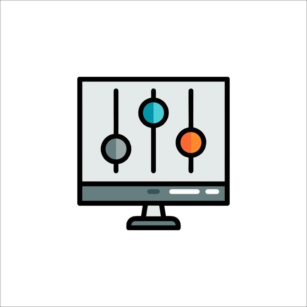 A computer monitor with a line drawing of a computer vector