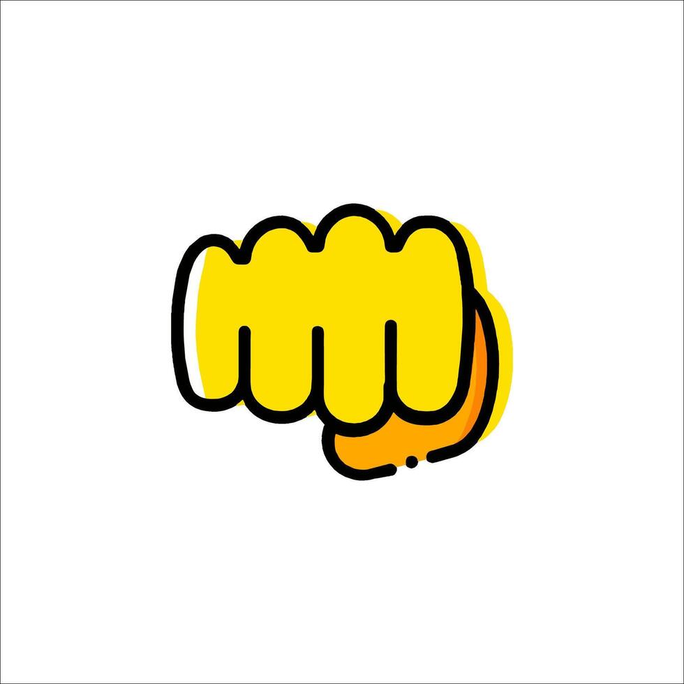 A yellow fist with a black outline vector
