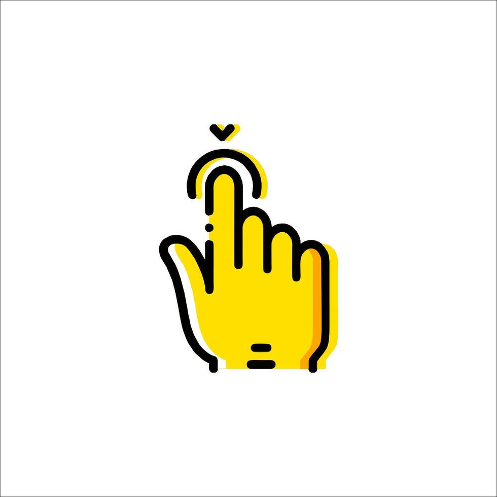 A yellow hand with a finger pointing at something vector
