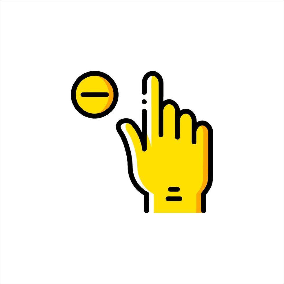 A yellow hand with a button on it vector