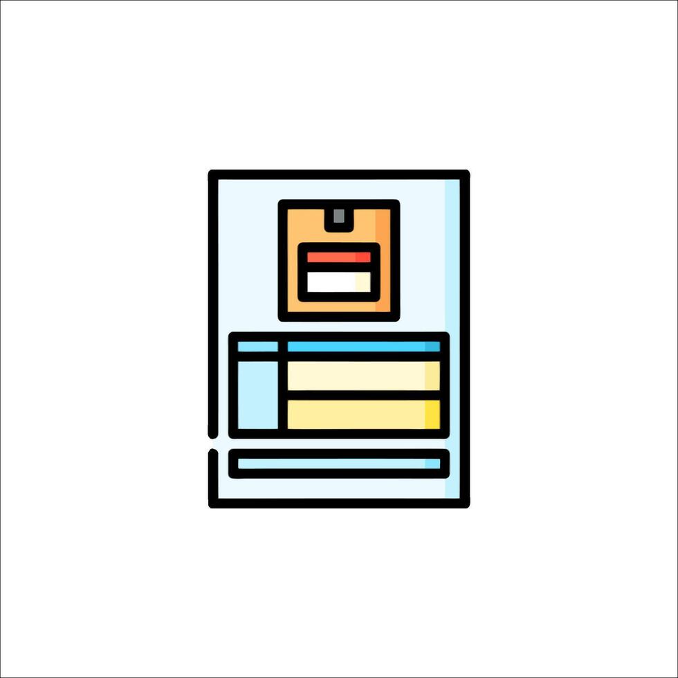 A line icon of a box with a paper on it vector