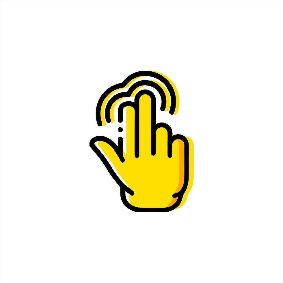 A yellow hand with a finger pointing to the left vector