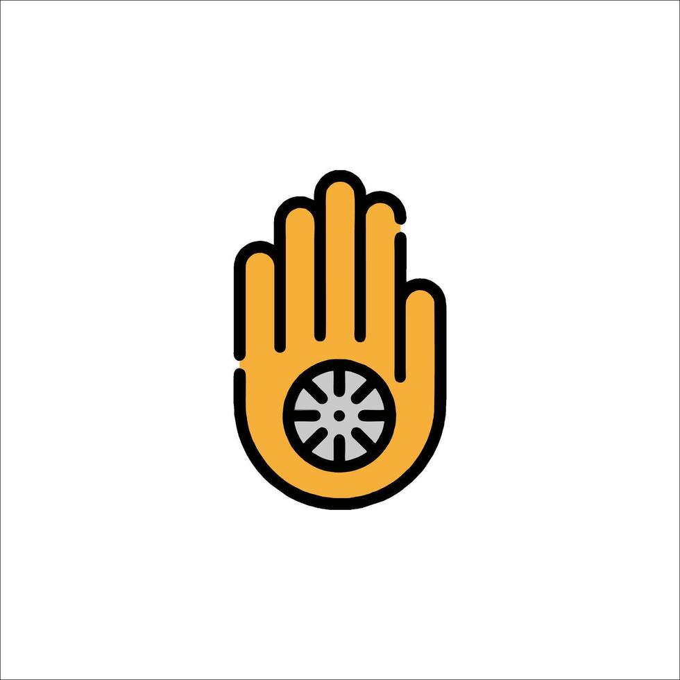A hand holding a wheel in the middle of it vector