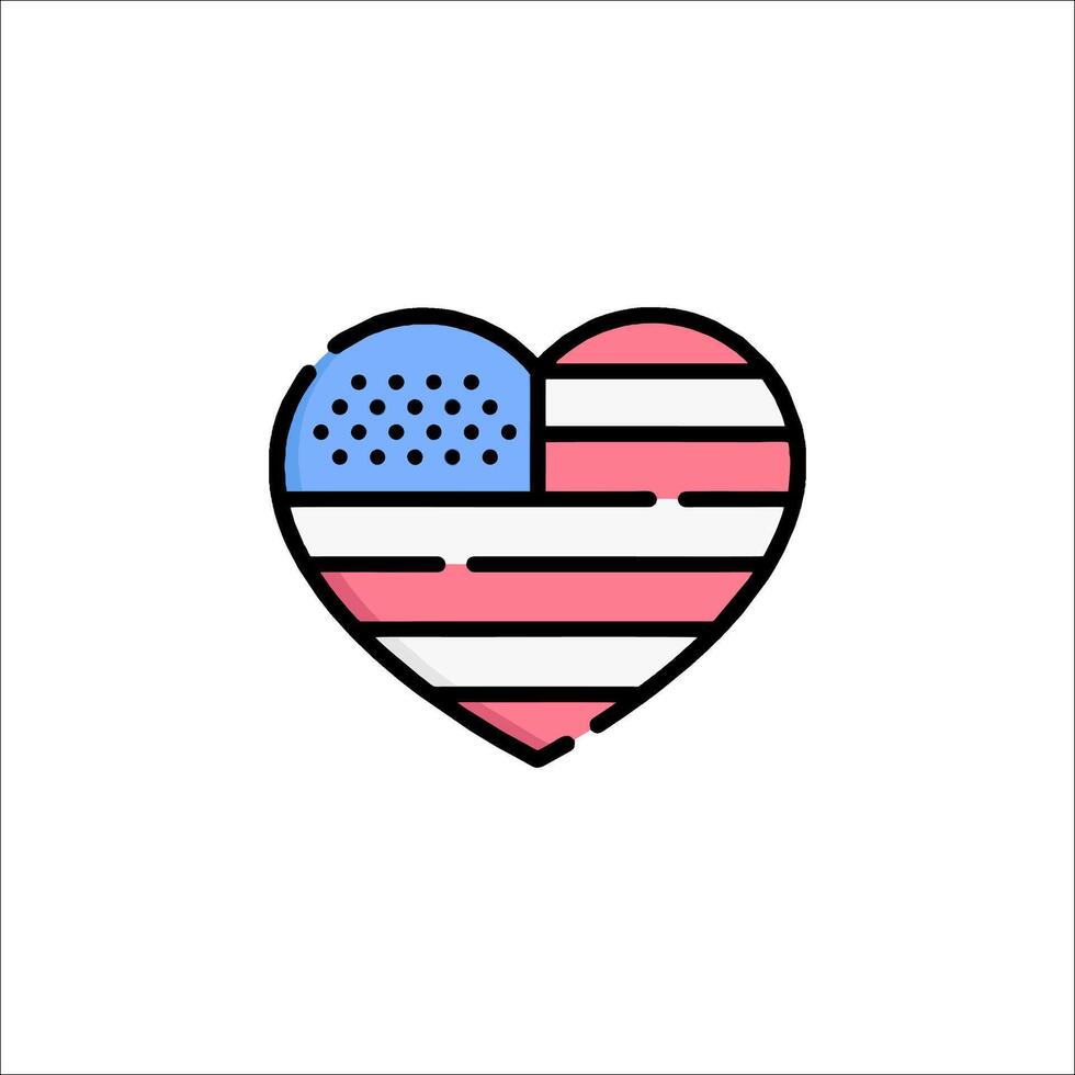 The american flag heart icon vector