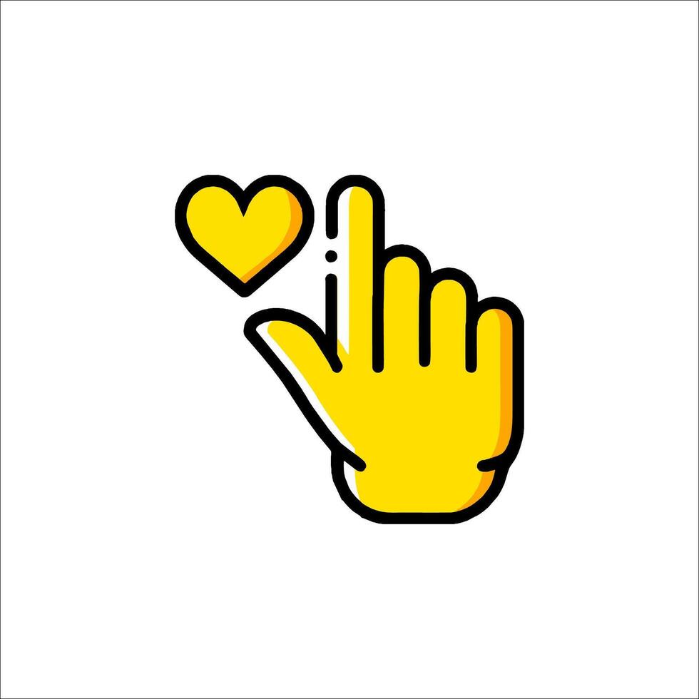 A yellow hand with a heart icon vector