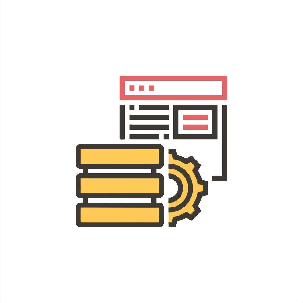 un web página con un engranaje y un computadora vector