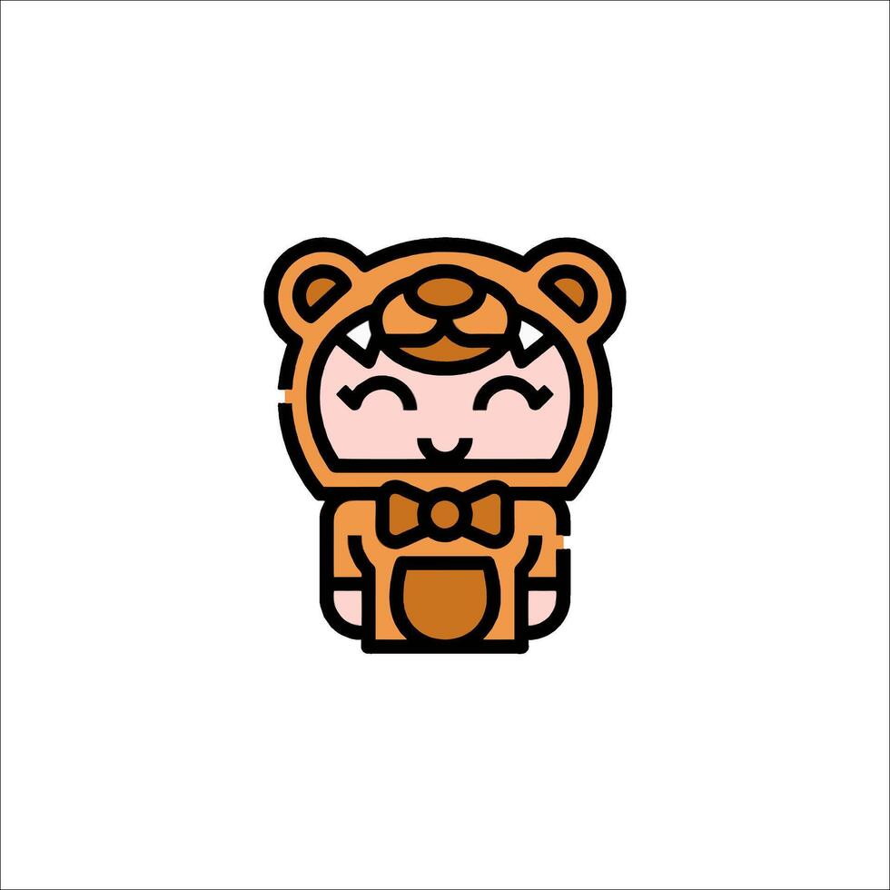 A cartoon bear wearing a bow tie and a hat vector