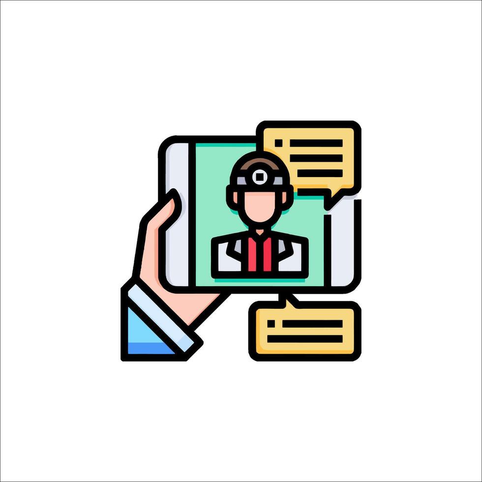 A hand holding a tablet with a person on it vector