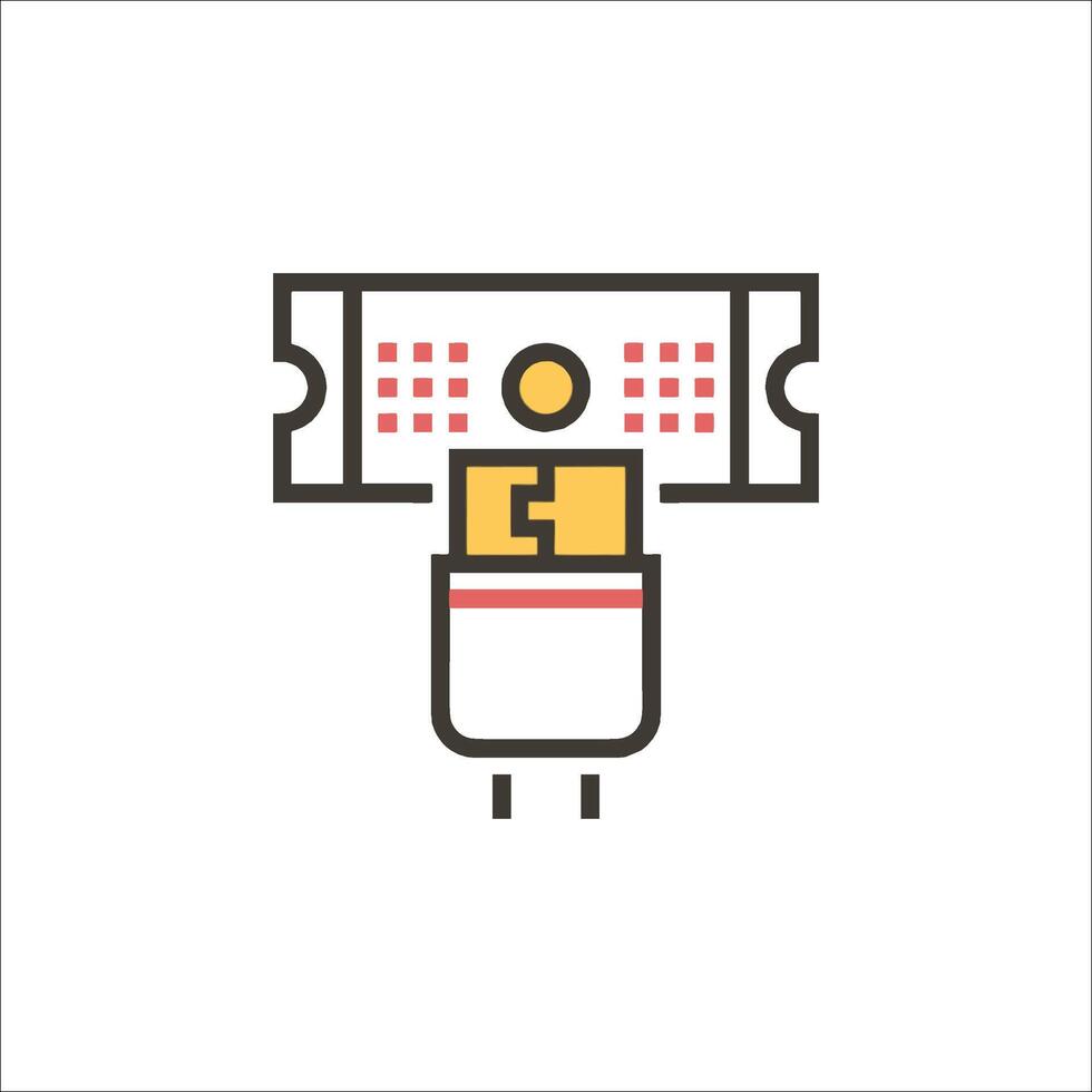 A line icon of a man holding a paper bag vector