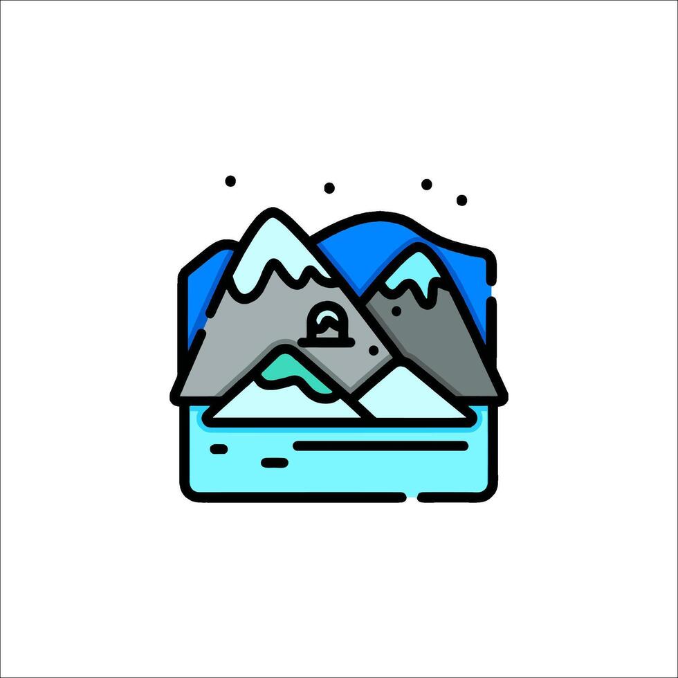 A mountain landscape with snow and water vector