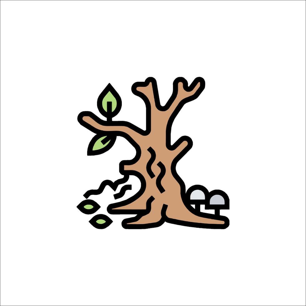 A cartoon tree with leaves and mushrooms vector