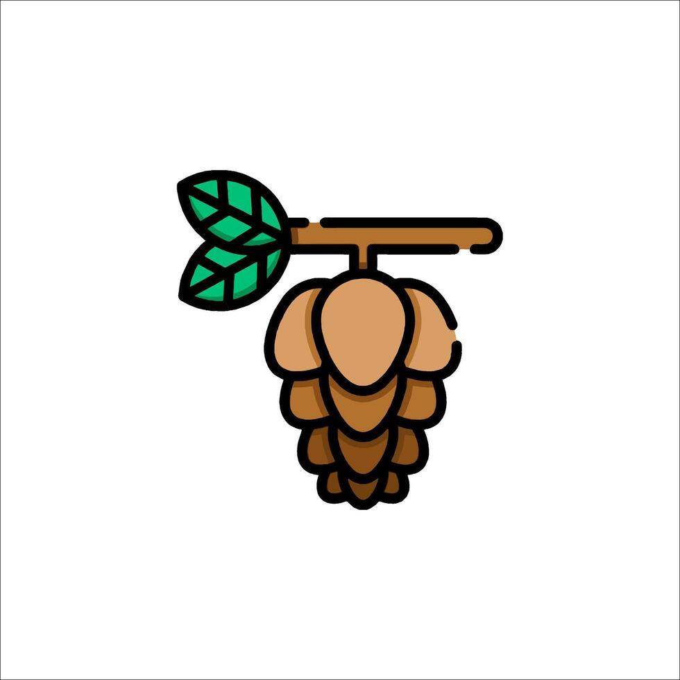 A brown and green cone with leaves on it vector