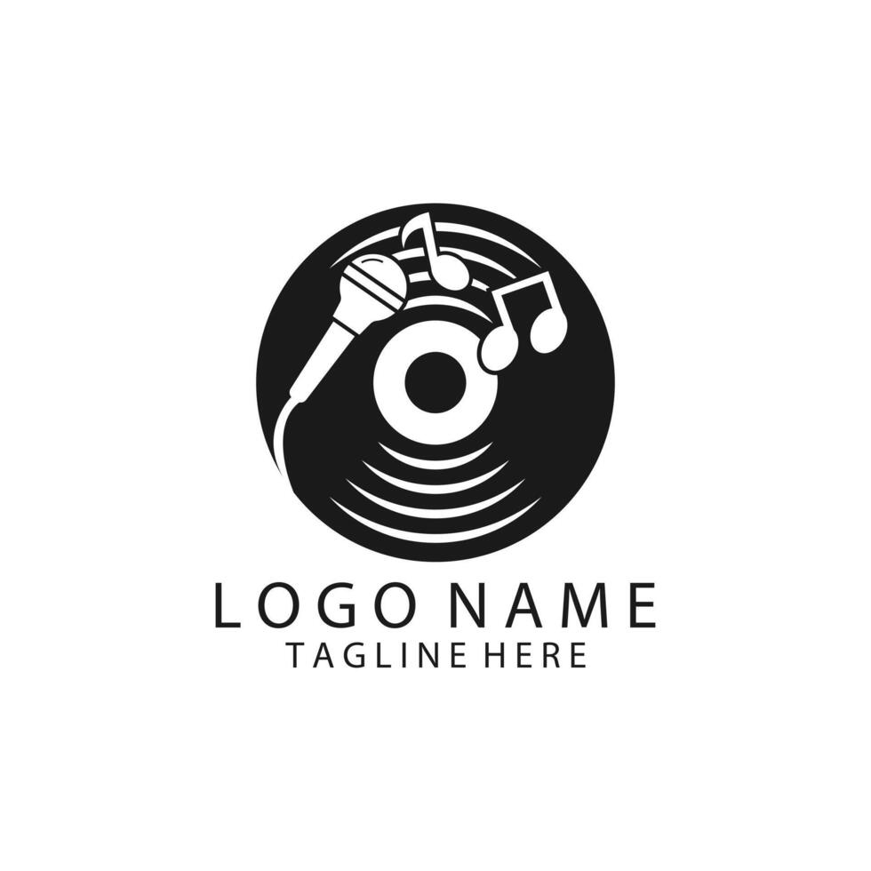 vinly record logo design vector