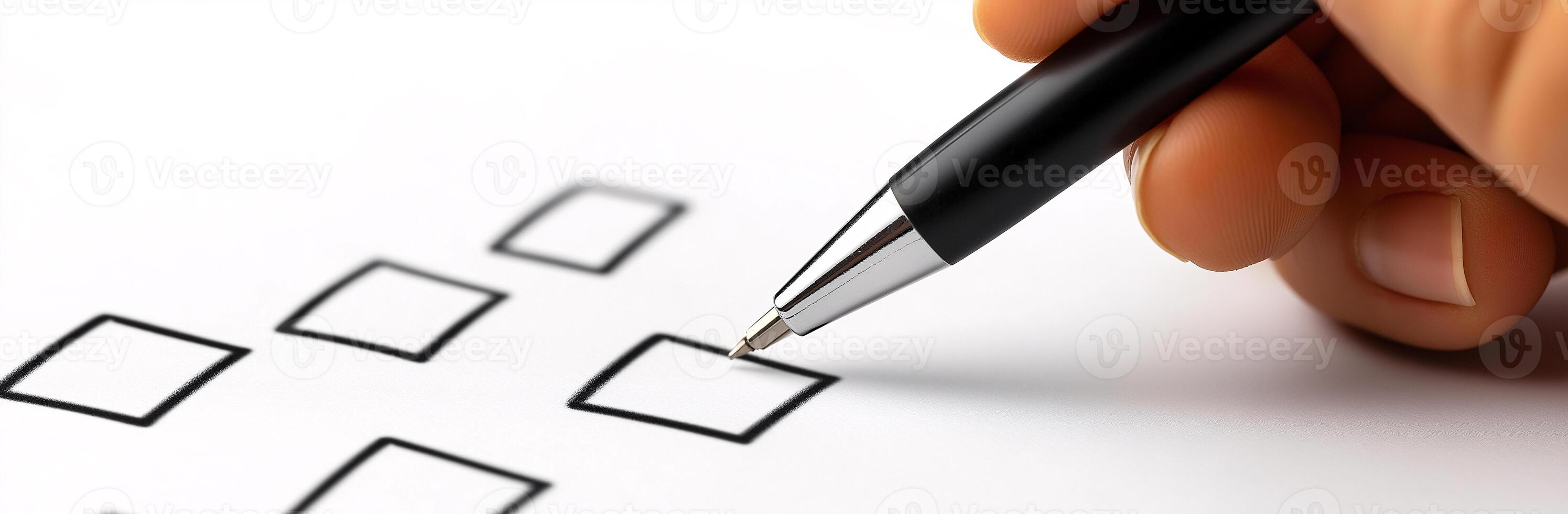 A person is writing in a check box list photo