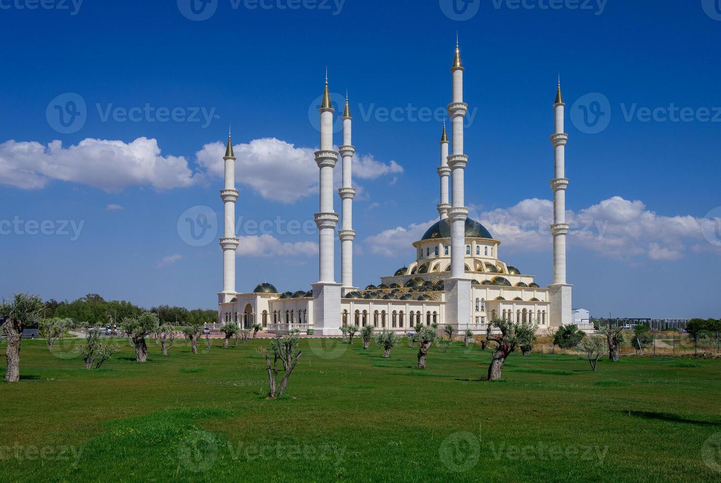 Interior view of Selimiye Mosque in North Nicosia. Stone columns and Gothic arches reflect its origin as a medieval cathedral. photo