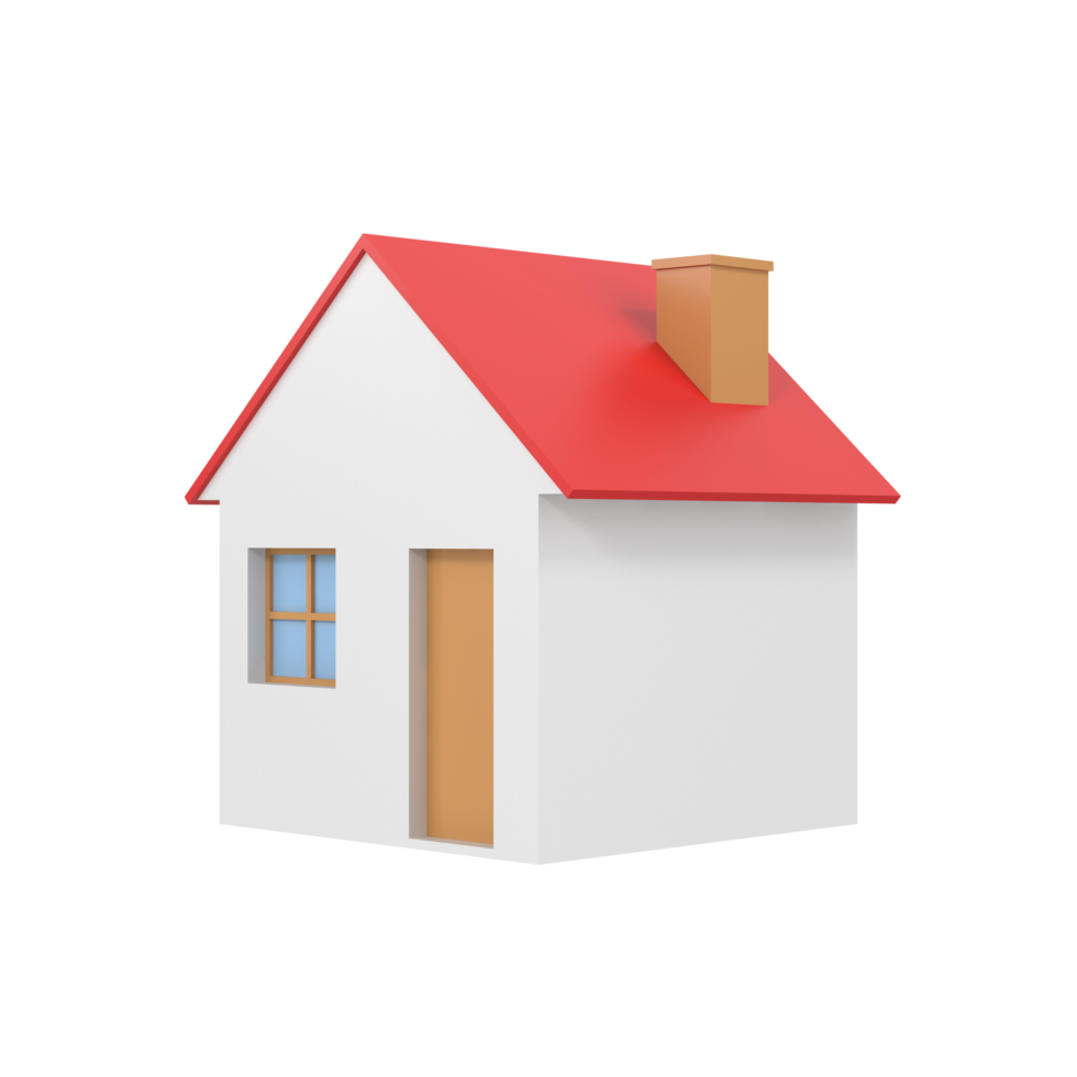 House 3d render isolated on transparent background png