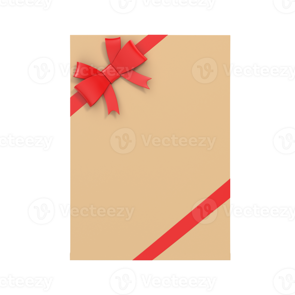 Christmas envelope with red bow isolated on transparent background png