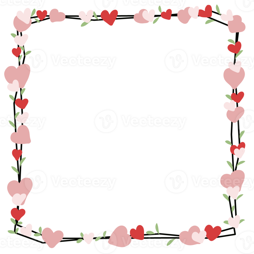 A square frame with hearts and leaves png