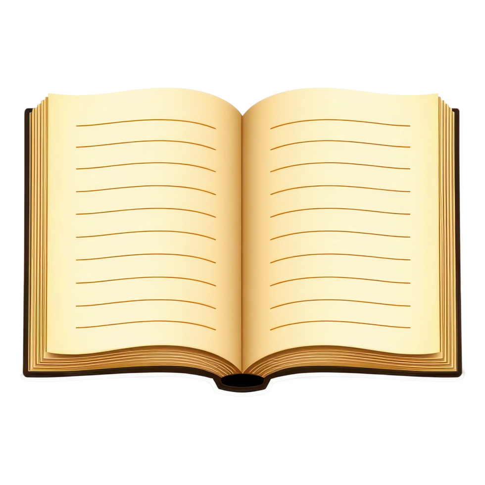 Open Lined Notebook with Blank Pages for Writing and Sketching png