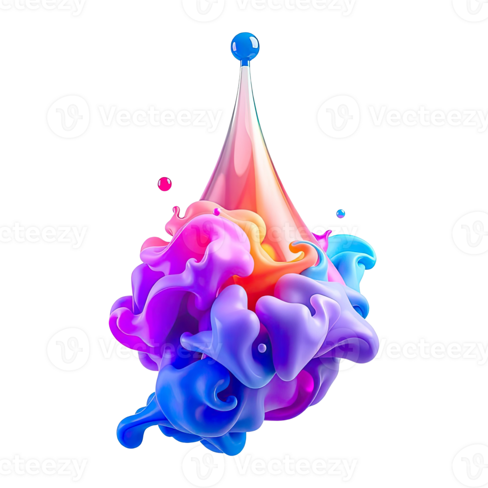 Vibrant Multicolor Fluid Droplet Artwork with Swirling Abstract Background for Creative Designs png