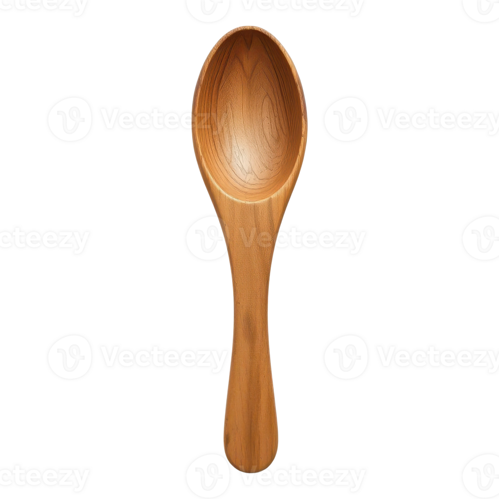 Natural Wooden Spoon with Smooth Grain Texture for Cooking and Decorative Use png