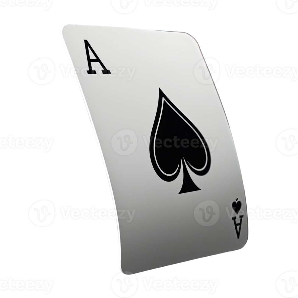 Classic Ace of Spades Playing Card with Bold Black Symbol and Clean Design png