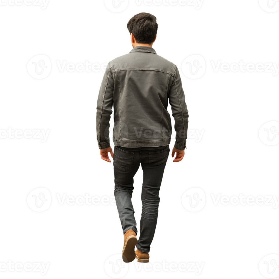 Man Walking With His Back To Camera. Isolated on Transparent Background png