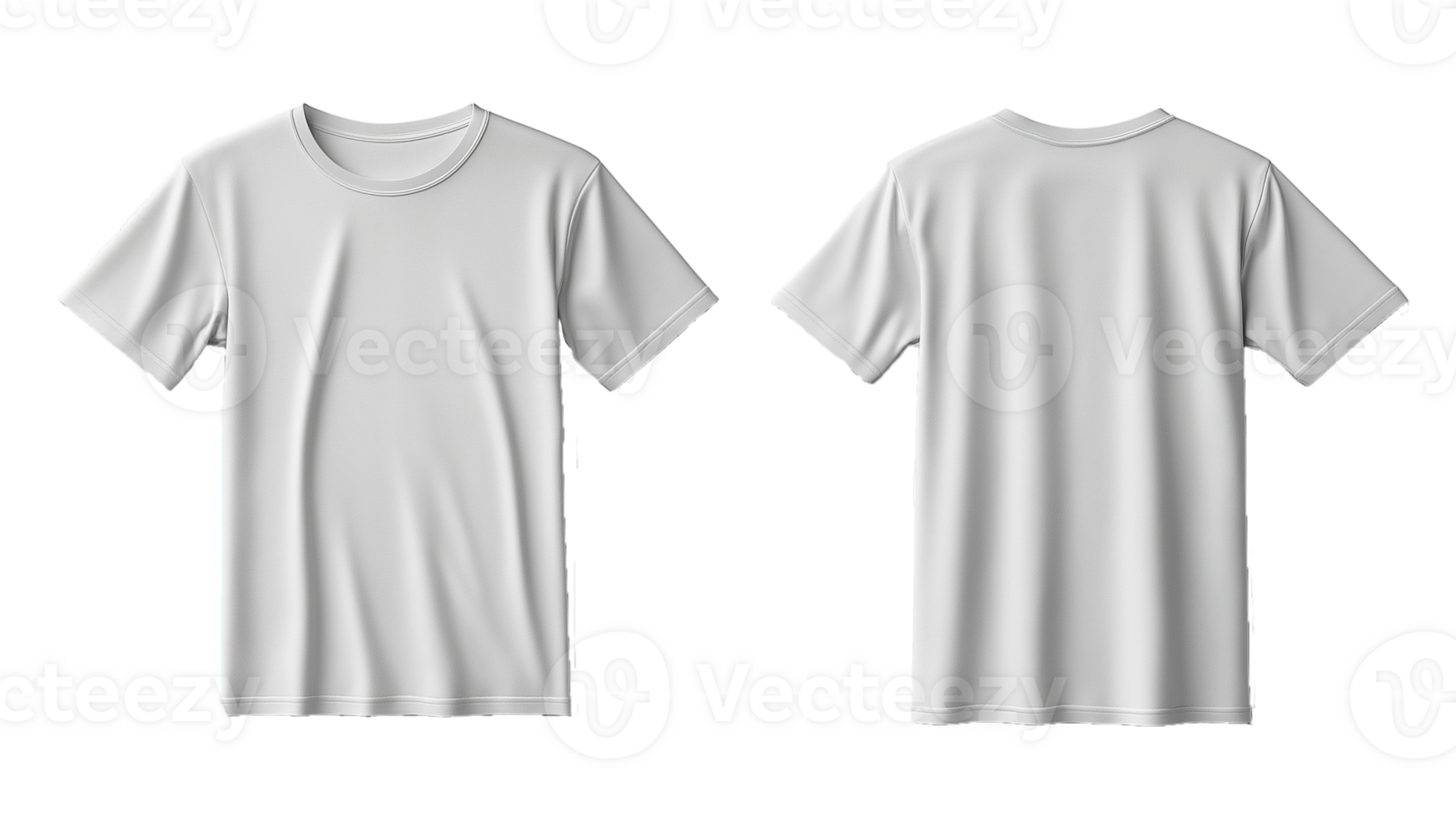 White blank T-shirt front and back mockup , on Transparent background png