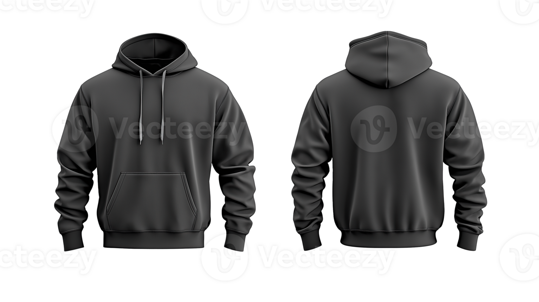 Black Hoodie Mockup Template on Transparent Background png
