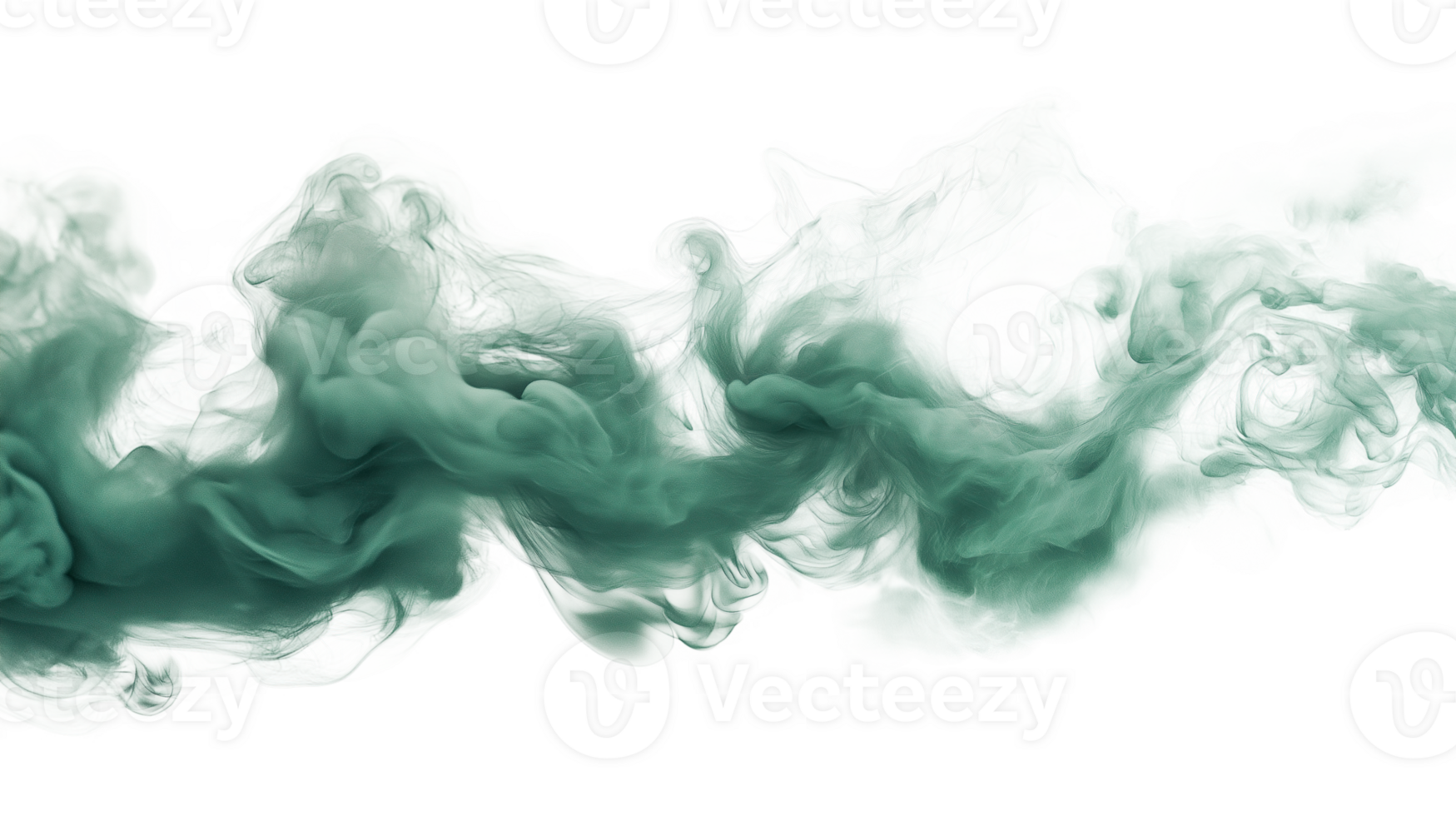 Green Smoke Cloud in Minimalistic Design. on transparent background png