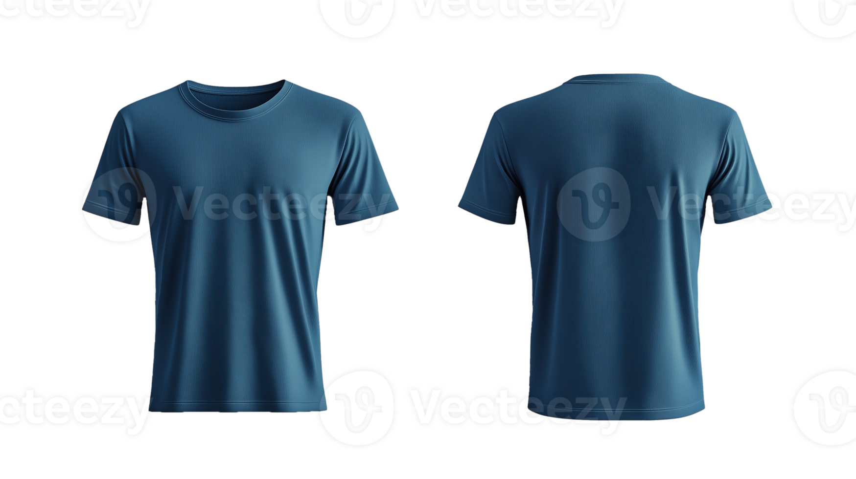 3d Navy blank T-shirt front and back mockup , Transparent background png