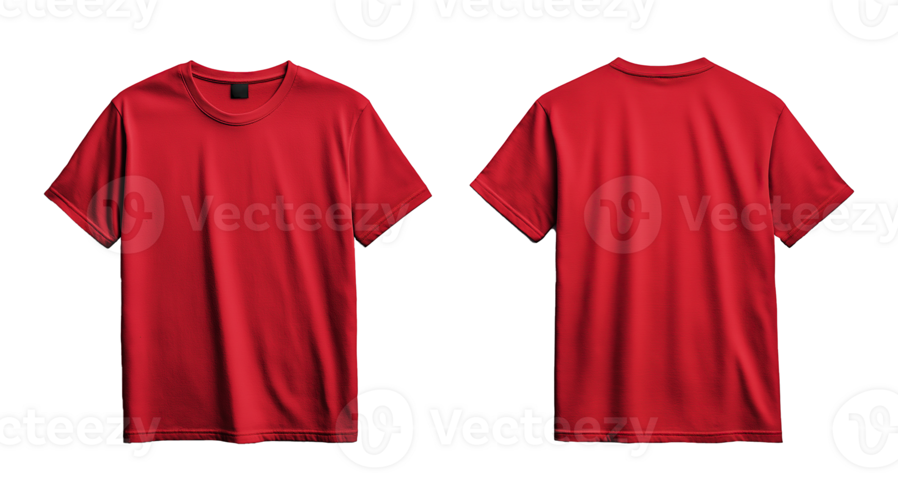 Red T-Shirt Mockup. Front and Back Views, Isolated on Transparent Background png