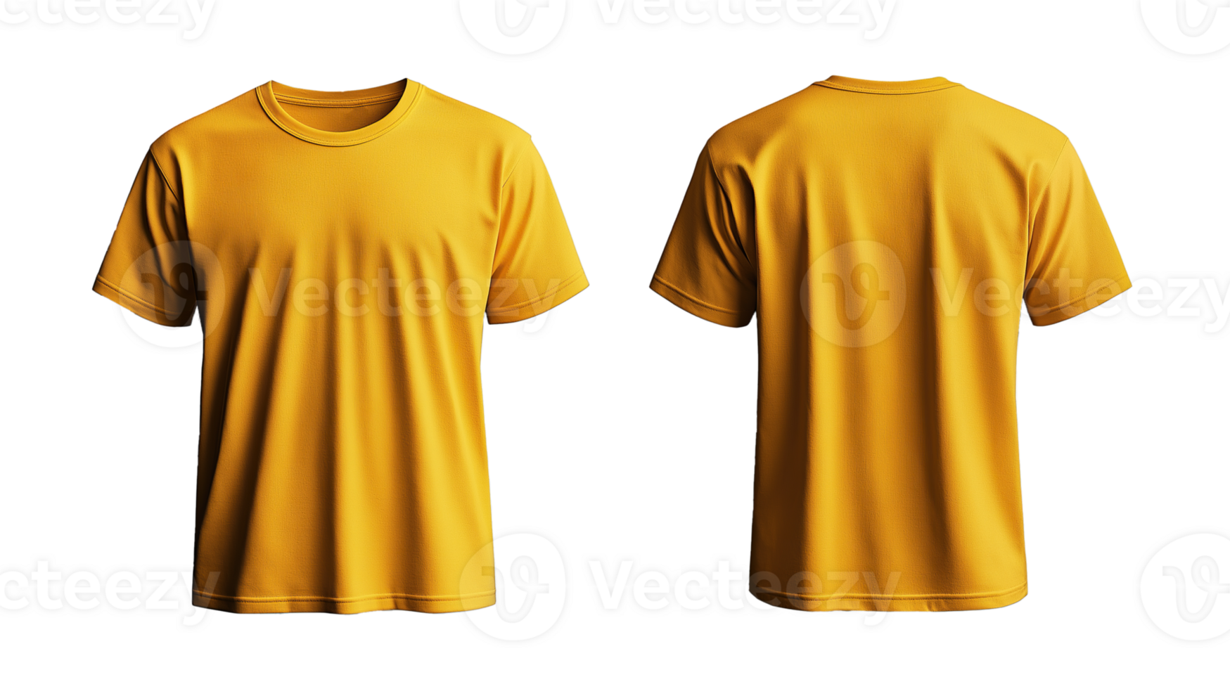 Yellow Men's T-Shirt Mockup, Front and Back Display with Transparent Background png