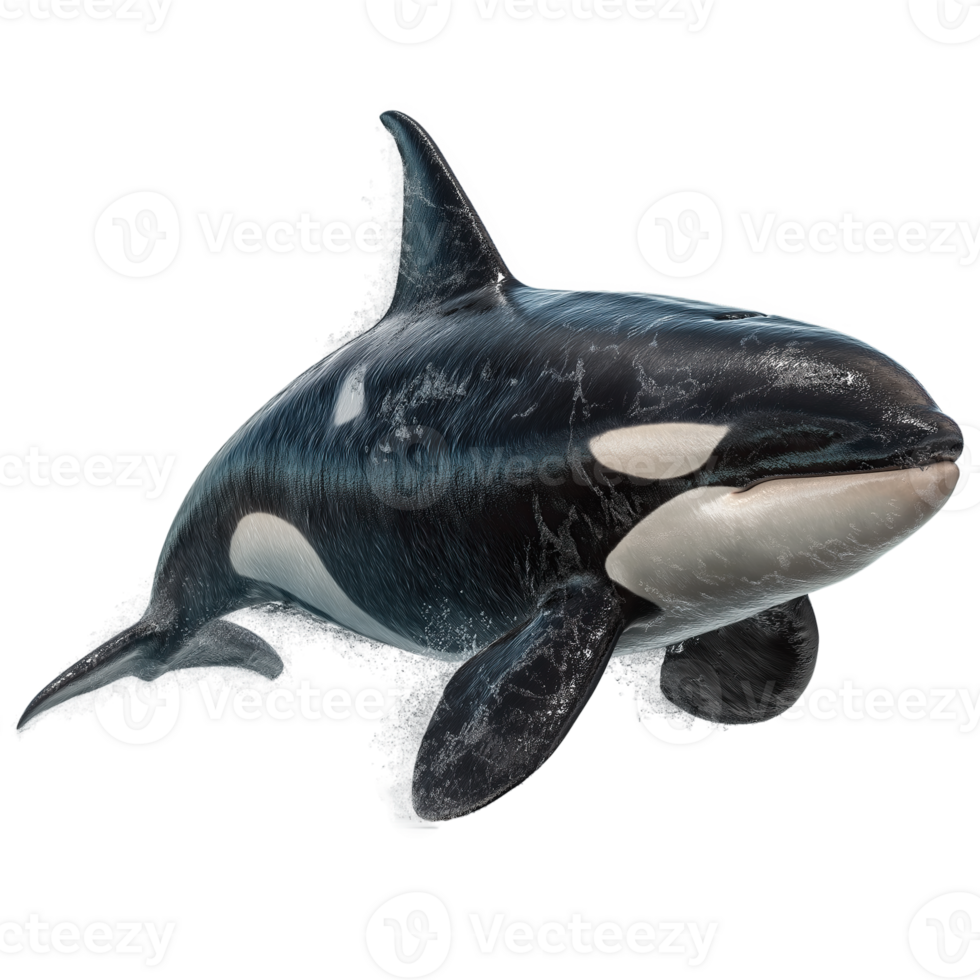 Beautiful Orca Whale Isolated on Transparent Background . Marine Animal Cutout png