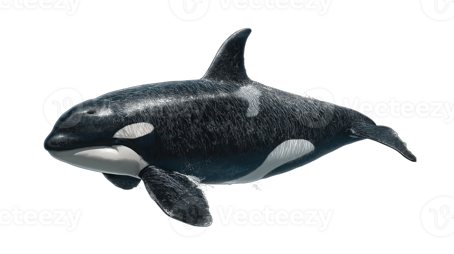Orca Whale Isolated on Transparent Background . Marine Animal Cutout png