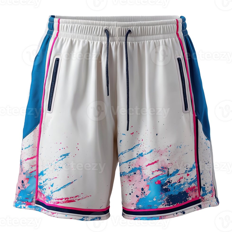 Sport Shorts With Vibrant Color Splashes Isolated on Transparent Background. Athletic Wear png