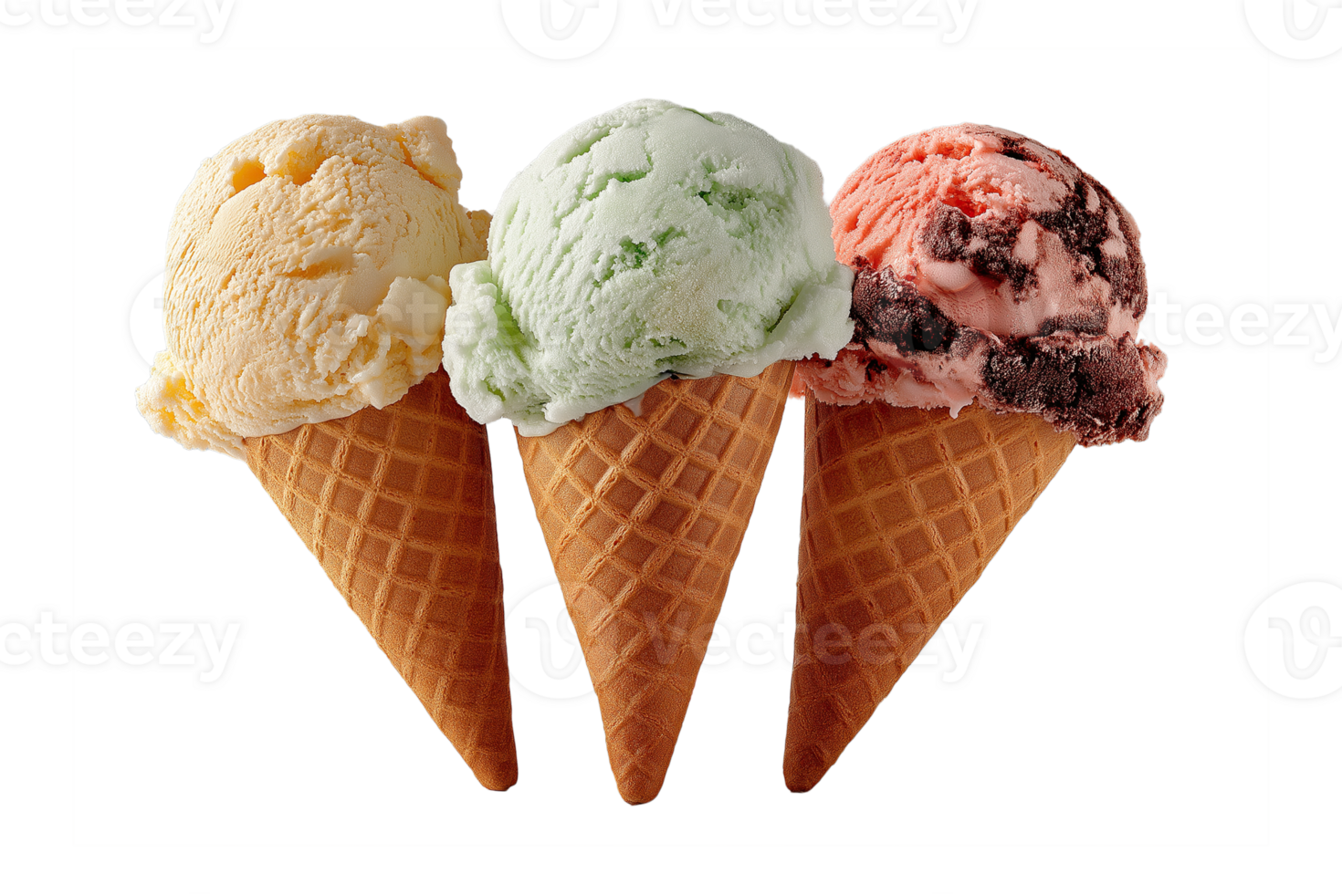 Ice Cream Cones Isolated on Transparent Background. Classic Dessert png