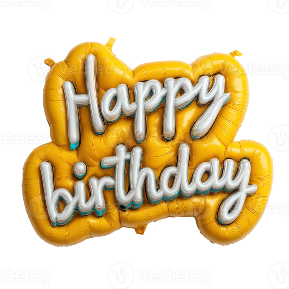 Happy Birthday Text with Colorful Balloons on Transparent Background. Festive Celebration Background png