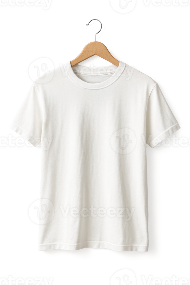 white t-shirt on hanger mockup with transparent background template png