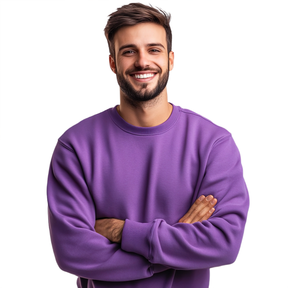 A Man Wearing a Purple Sweatshirt isolated on transparent background png