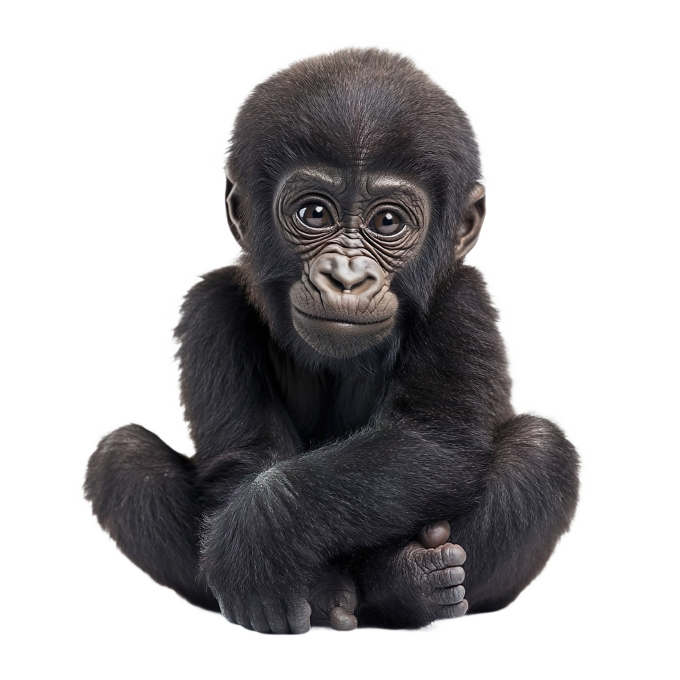 Baby gorilla isolated on transparent background png