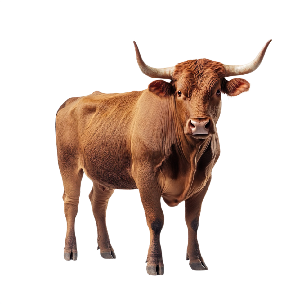 A brown bull isolated on transparent background png