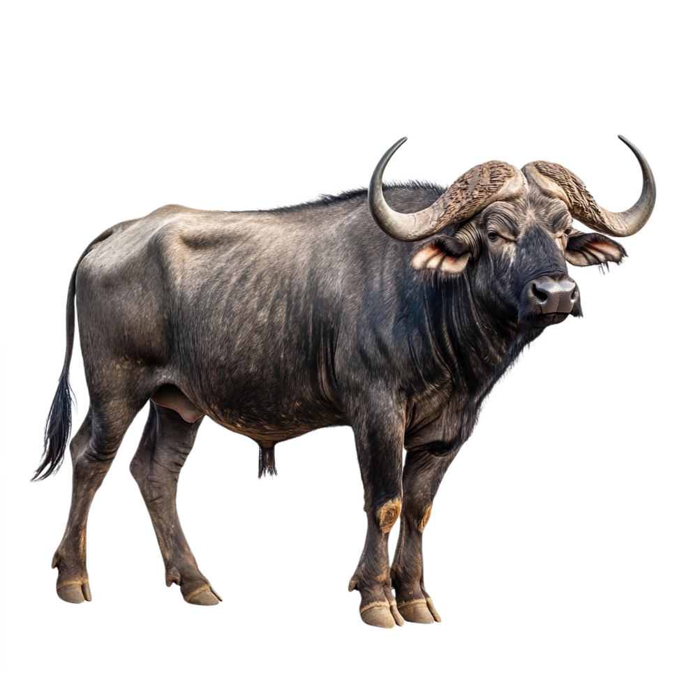 African water buffalo side view isolated on transparent background png
