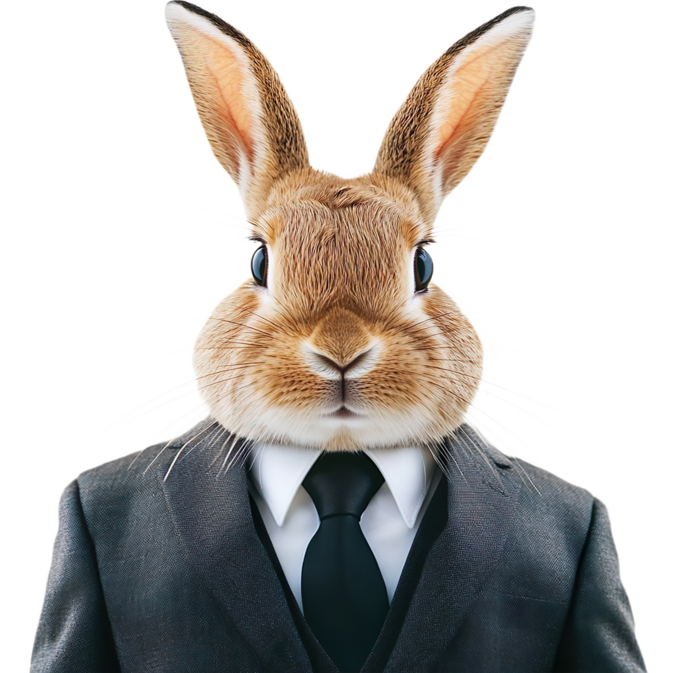 rabbit businessman in suit isolated on transparent background png