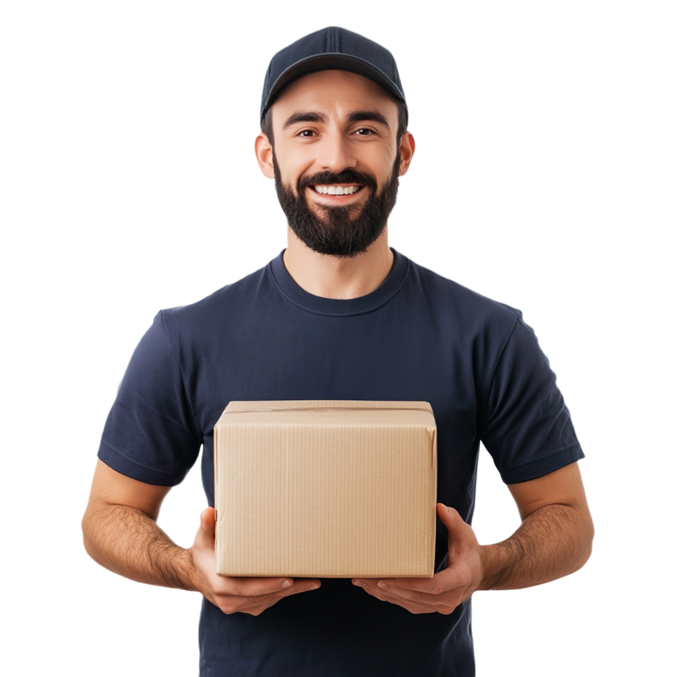 Delivery man smiling isolated on transparent background png