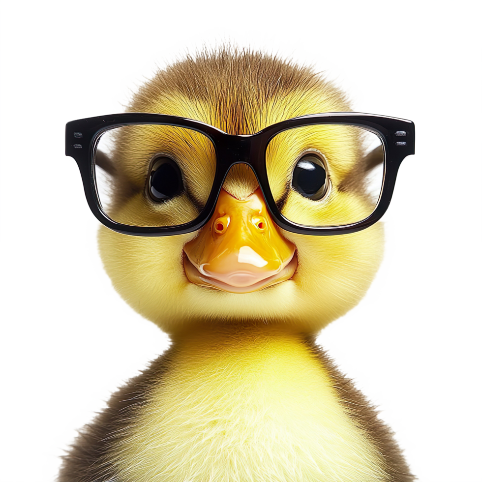 Cute Duckling wear glasses isolated on transparent background png