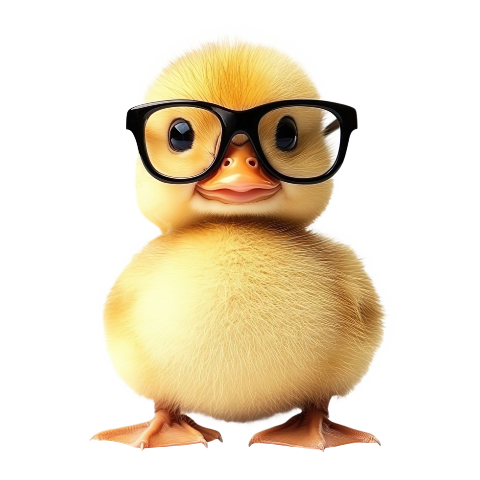 Cute Duckling wear glasses isolated on a transparent background png