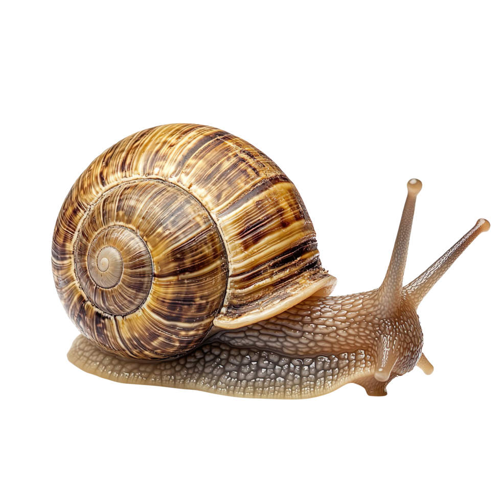A snail with a shell isolated on a transparent background png