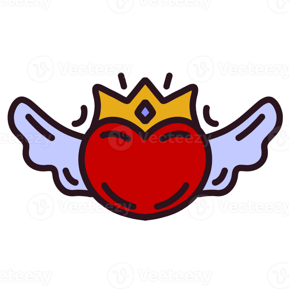A heart with wings and a crown on it png