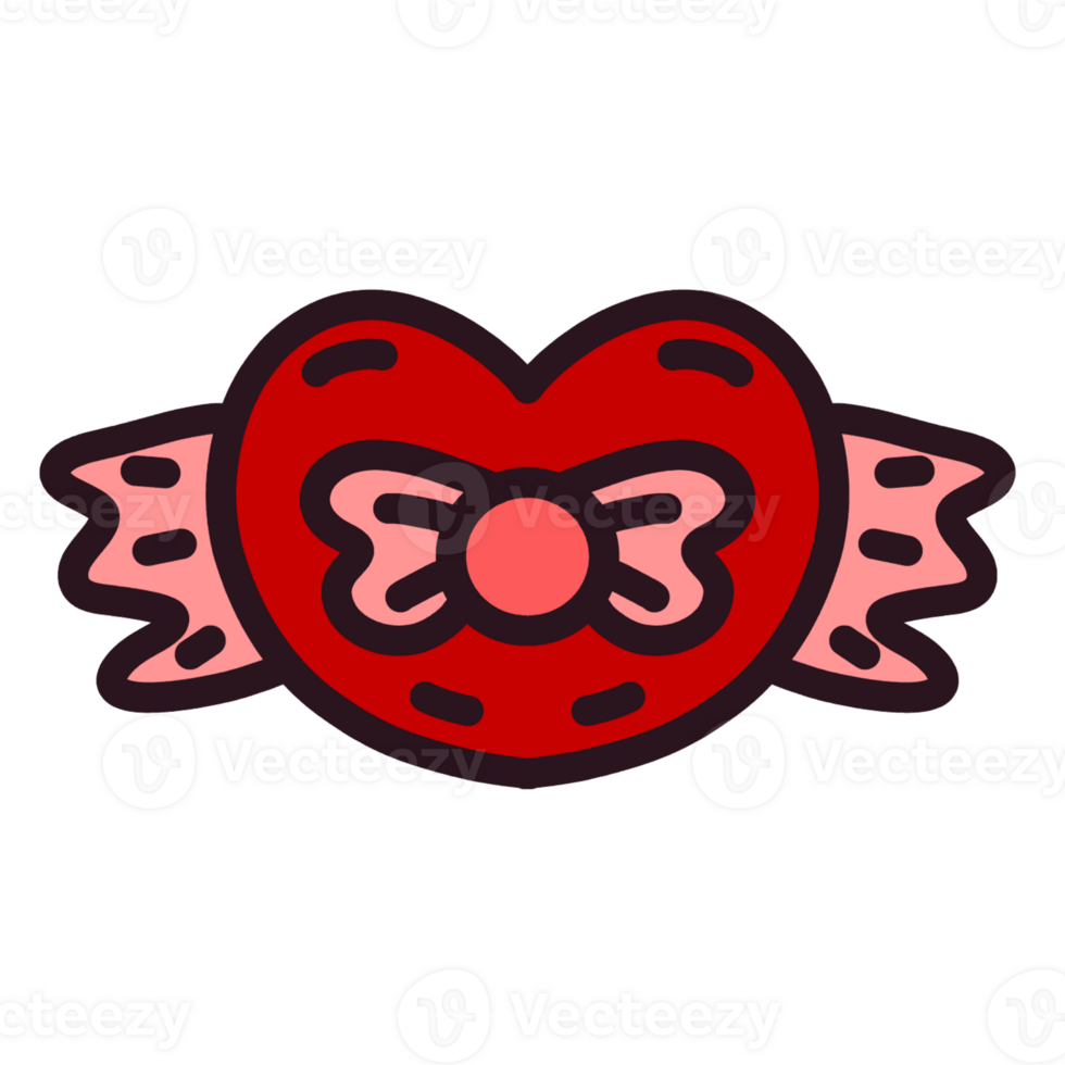A heart shaped object with a bow on it png